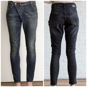 R13 X-Over Edgy Black Denim Jeans Size 25